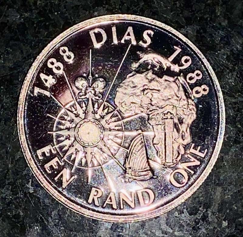SOUTH AFRICA PROOF SILVER R1 -- 1988 -- DIAS
