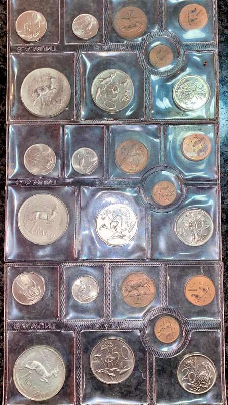 SA Mint Uncirculated 1975 - Silver R1 to 1/2 cent - sealed as from SA Mint (bid per set)