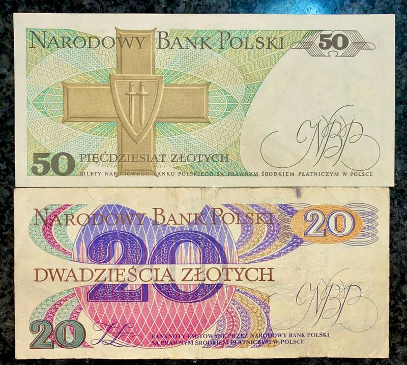Poland set 50 zlotych 1988 & 20 zlotych 1982 (1 bid takes all)