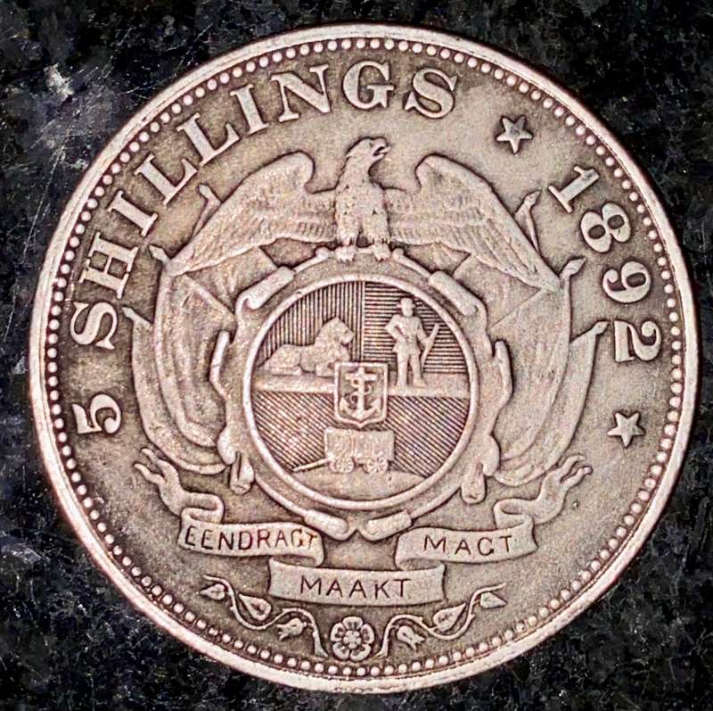 Z A R - 5 SHILLING 1892 - NOT SILVER / COPY