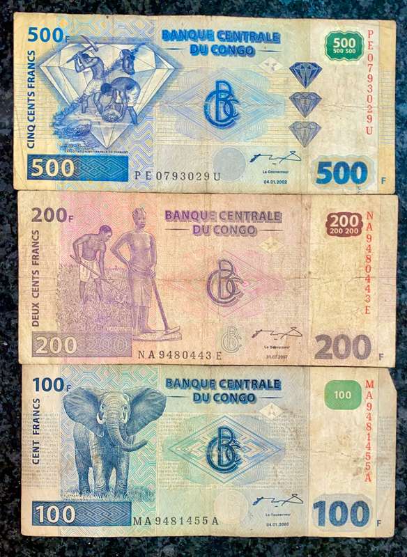 CONGO SET 500 FRANCS TO 100 FRANCS 2000s(1 BID TAKES ALL)