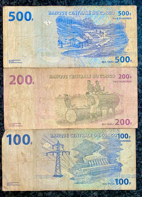 CONGO SET 500 FRANCS TO 100 FRANCS 2000s(1 BID TAKES ALL)