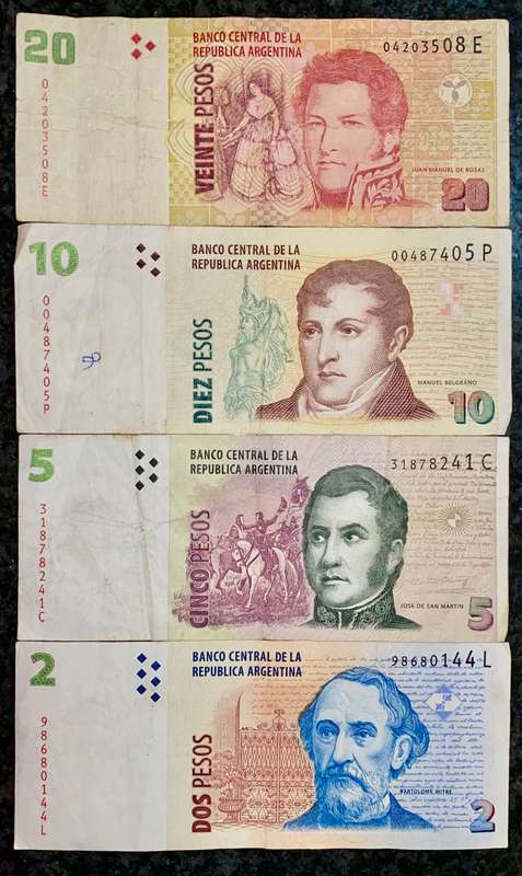 ARGENTINA SET  20 PESOS TO 2 PESOS ND (1 BID TAKES ALL)