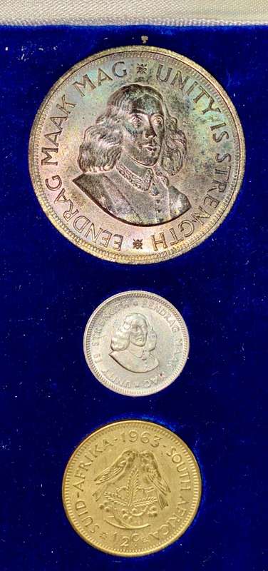 South Africa. 1961 set silver 50 cent to 1/2 cent in long proof box