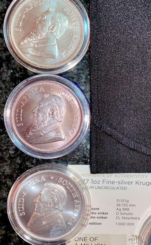 South Africa 1oz Silver Krugerrand Collection - Premium UNC 2017 to 2024