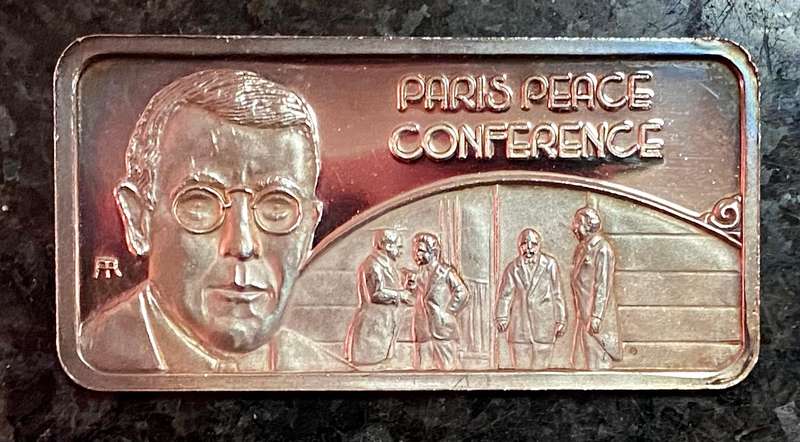 Hamilton mint Silver 1 OZ Bar - Paris Peace Conference 1919