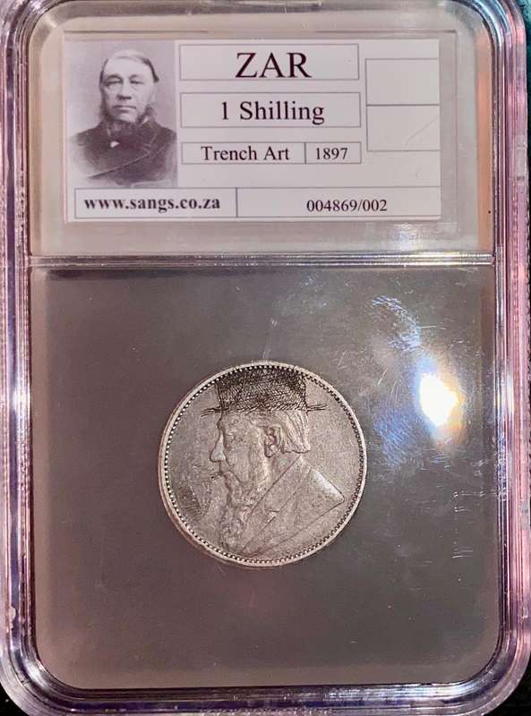 Z.A.R - Trench Art Silver 1 shillings 1897 graded Trench Art SANGS