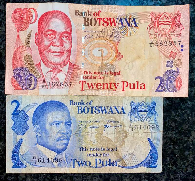 BOTSWANA SET 20 PULA & 2 PULA ND (1 BID TAKES ALL)
