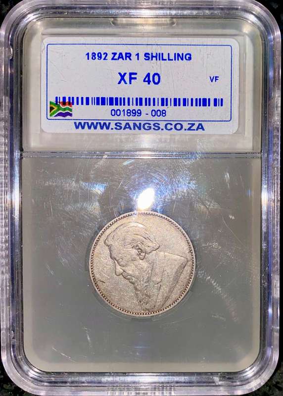 Z.A.R Graded 1892 - 1 shilling XF40 SANGS