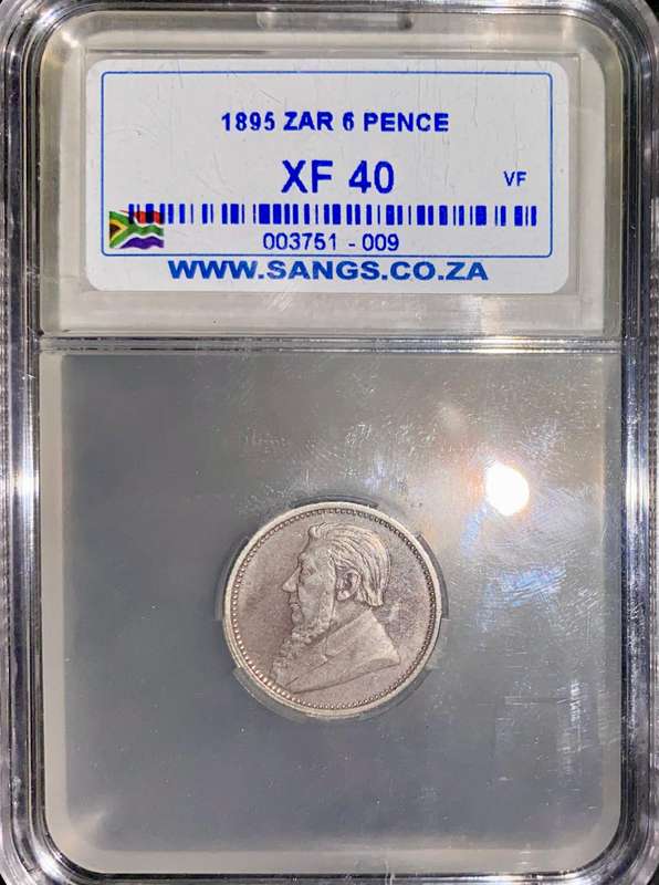 Z.A.R Graded 1895 - 6 pence XF40 SANGS
