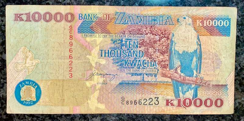 ZAMBIA 10,000 KWACHA 1992