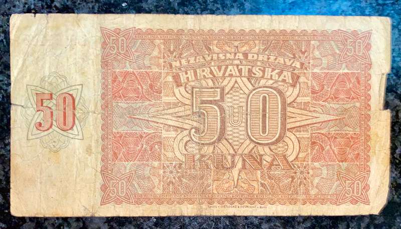 CROATIA 50 KUNA 1941 WW2