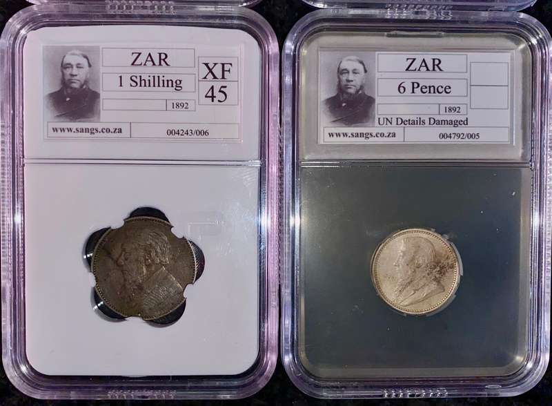 Z.A.R Graded Set 1892 - 2 1/2 shilling VF20 - 2 shilling XF45 - 1 shilling XF45 & 6 pence unc detail