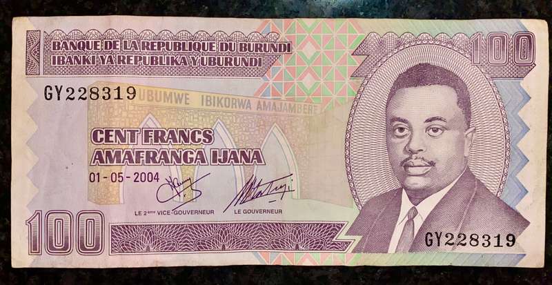 BURUNDI 100 FRANCS 01-05-2004
