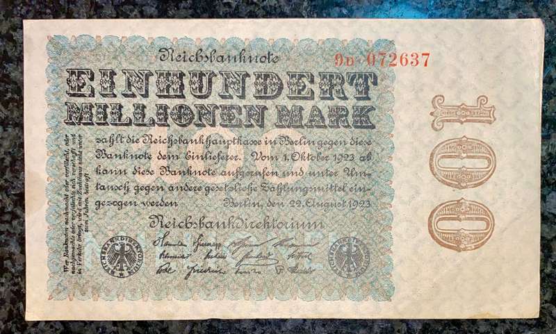 Germany. 100 million mark 1923