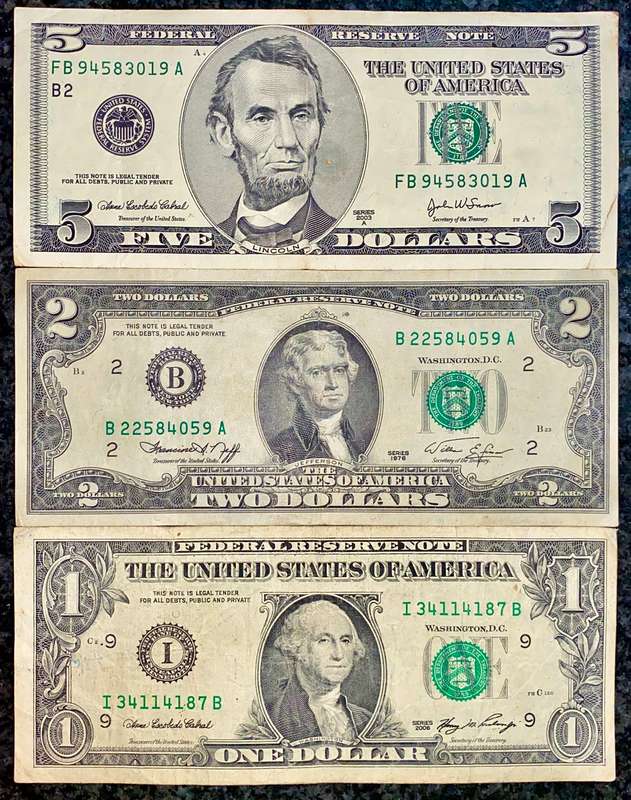 U S A SET 5 DOLLAR 2003 - 2 DOLLAR 1976 NEW YORK & 1 DOLLAR 2006 MINNEAPOLIS (1 BID TAKE ALL)