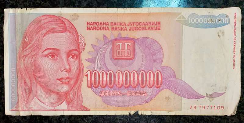YUGOSLAVIA 1000,000,000 DINARA 1993