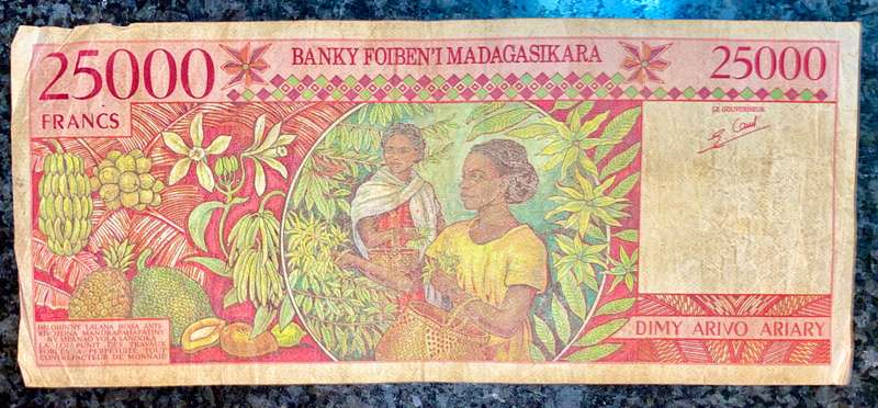 MADAGASCAR 25,000 AVIARY/FRANC 1998