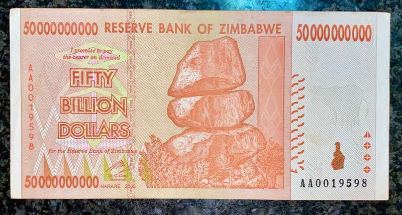 ZIMBABWE 50 BILLION DOLLARS AA0019598 HARARE 2008