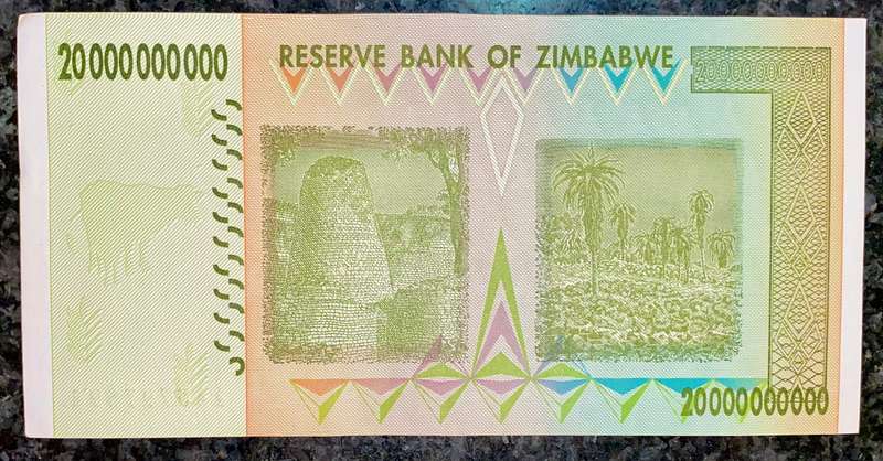 ZIMBABWE 20 BILLION DOLLARS AA0019598 HARARE 2008