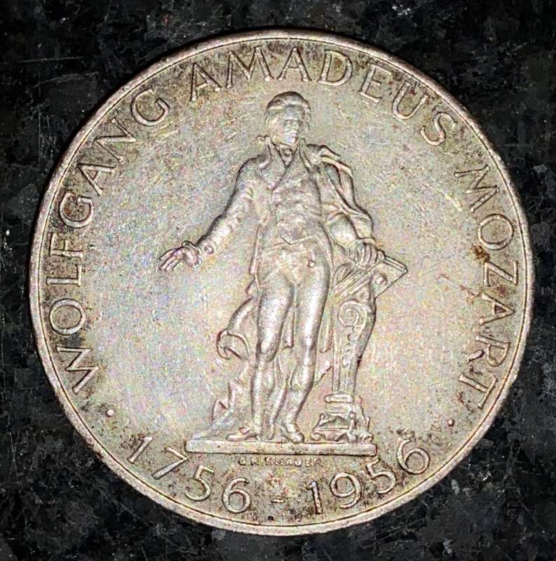 Austria Silver 25 shillings 1956 -- 80% silver
