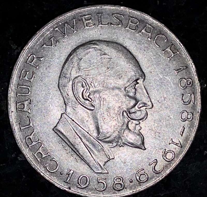 Austria Silver 25 shillings 1958 -- 80% silver