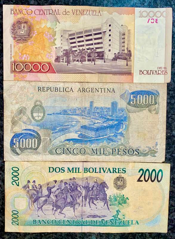 VENEZUELA SET 10,000 BOLIVARES 2002 TO 2000 BOLIVARES 1996 (1 BID TAKES ALL)