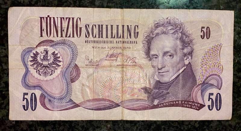 AUSTRIA 50 SHILLING 1970
