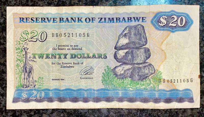 ZIMBABWE 20 DOLLARS 1984