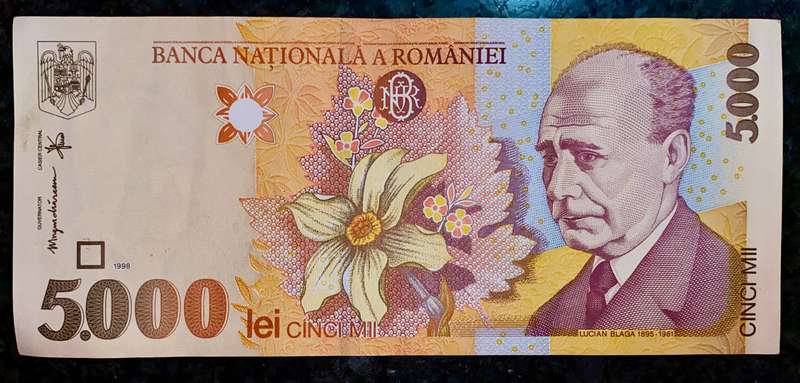 ROMANIA 5000 LEI 1998
