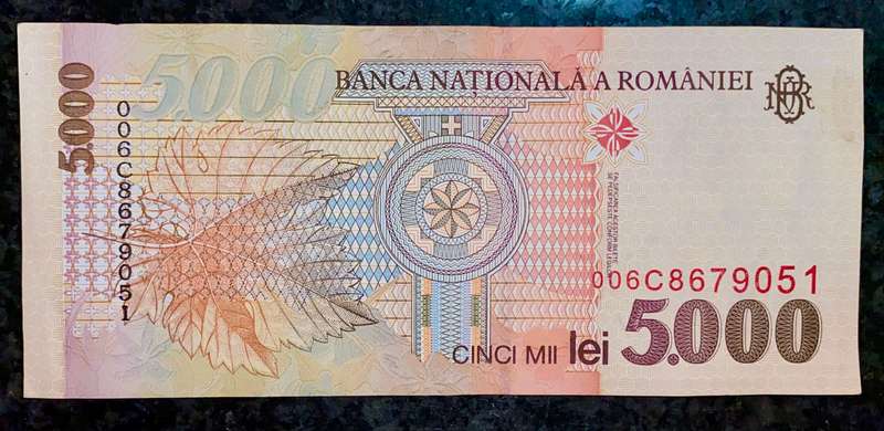 ROMANIA 5000 LEI 1998