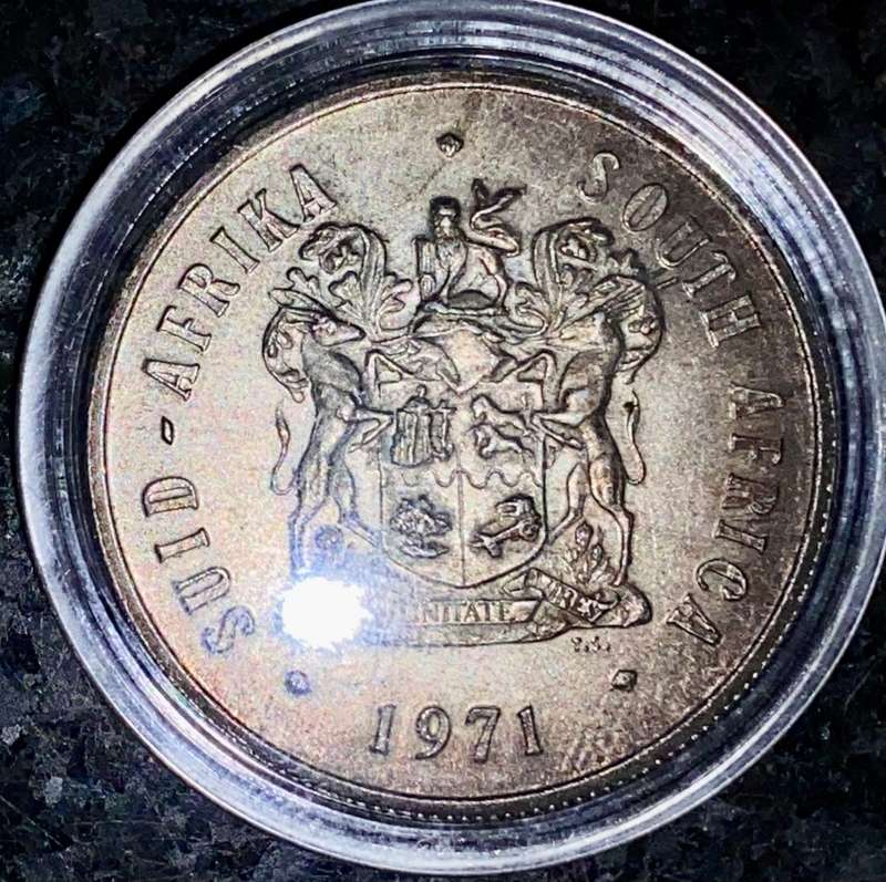 SOUTH AFRICA SILVER R1 --1971 UNC IN CAPSULE