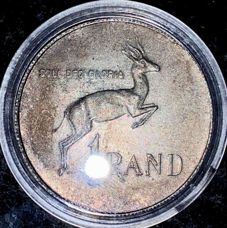 SOUTH AFRICA SILVER R1 --1971 UNC IN CAPSULE