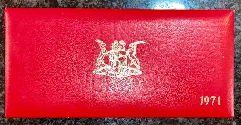 SOUTH AFRICA PROOF SET SILVER R1 TO 1/2 CENT -- 1971 -- IN RED SA MINT BOX