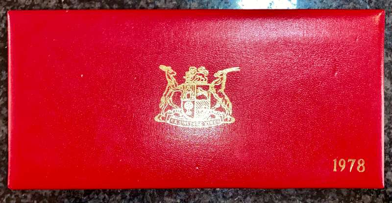 SOUTH AFRICA PROOF SET SILVER R1 TO 1/2 CENT -- 1978 -- IN RED SA MINT BOX