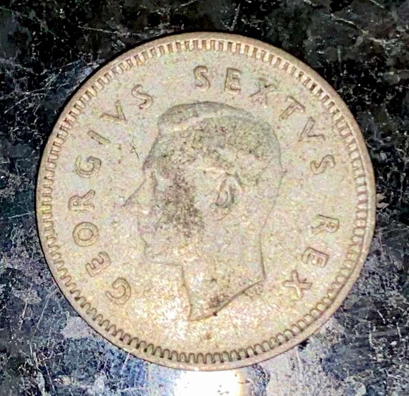 S A UNION SILVER 3D THREEPENCE TICKEY --1951--