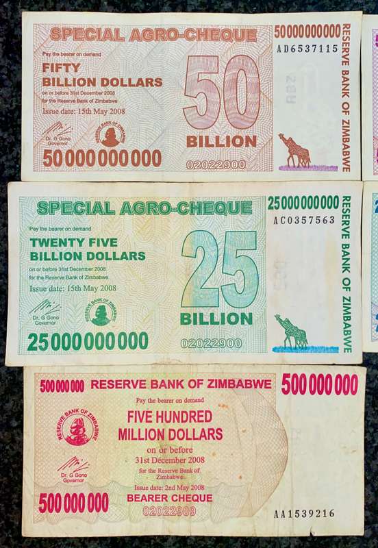 ZIMBABWE SET 50 BILLION DOLLARS TO 50 MILLION DOLLAR 2008 (1 BID TAKES ALL)