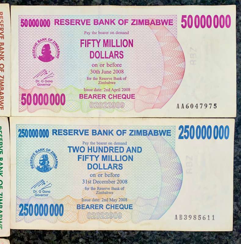 ZIMBABWE SET 50 BILLION DOLLARS TO 50 MILLION DOLLAR 2008 (1 BID TAKES ALL)
