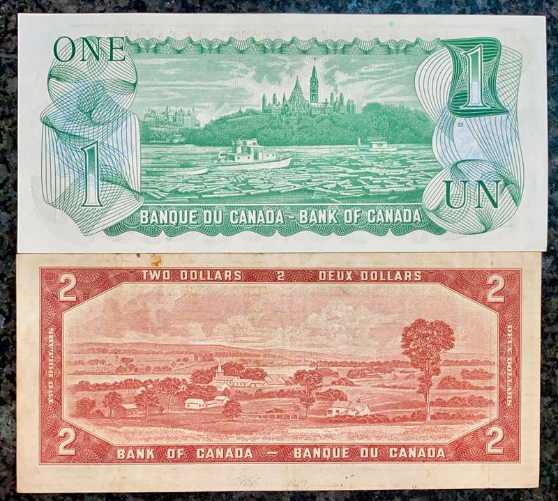 CANADA SET 2 DOLLAR 1954 EF & 1 DOLLAR 1973 OTTAWA UNC(1 BID TAKES ALL)