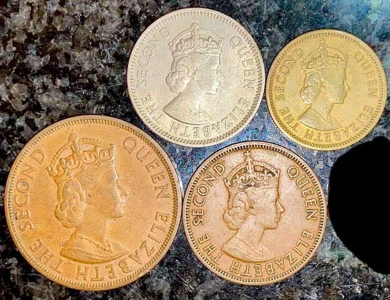 BRITISH CARIBBEAN TERRITORIES SET 25 CENTS TO 1 CENT 1955-1959 EASTERN GROUP (1 BID TAKES ALL)