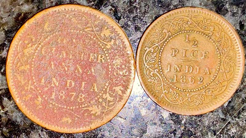 INDIA SET - 1/4 ANNA 1878 & 1/2 PICE 1862 (1 BID TAKES ALL)