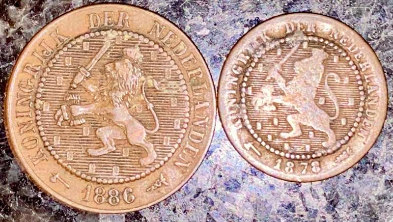 NETHERLANDS SET - 2 1/2 CENT 1886 & 1 CENT 1878 - (1 BID TAKES ALL)