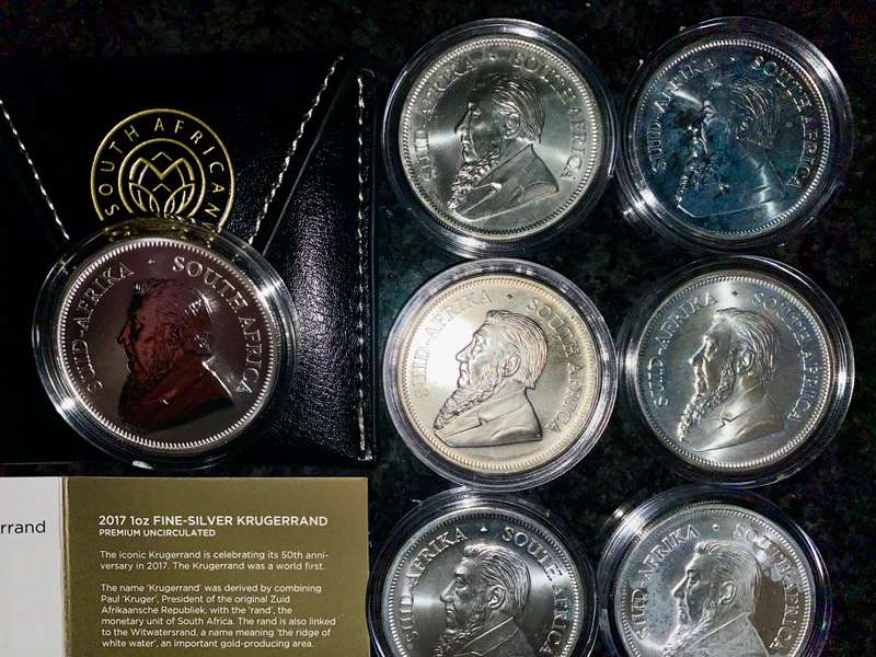 South Africa 1oz Silver Krugerrand Collection - Premium UNC 2017(in pouch) to 2024 -