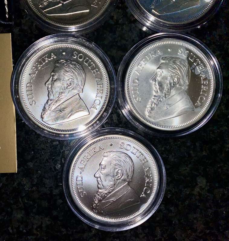 South Africa 1oz Silver Krugerrand Collection - Premium UNC 2017(in pouch) to 2024 -