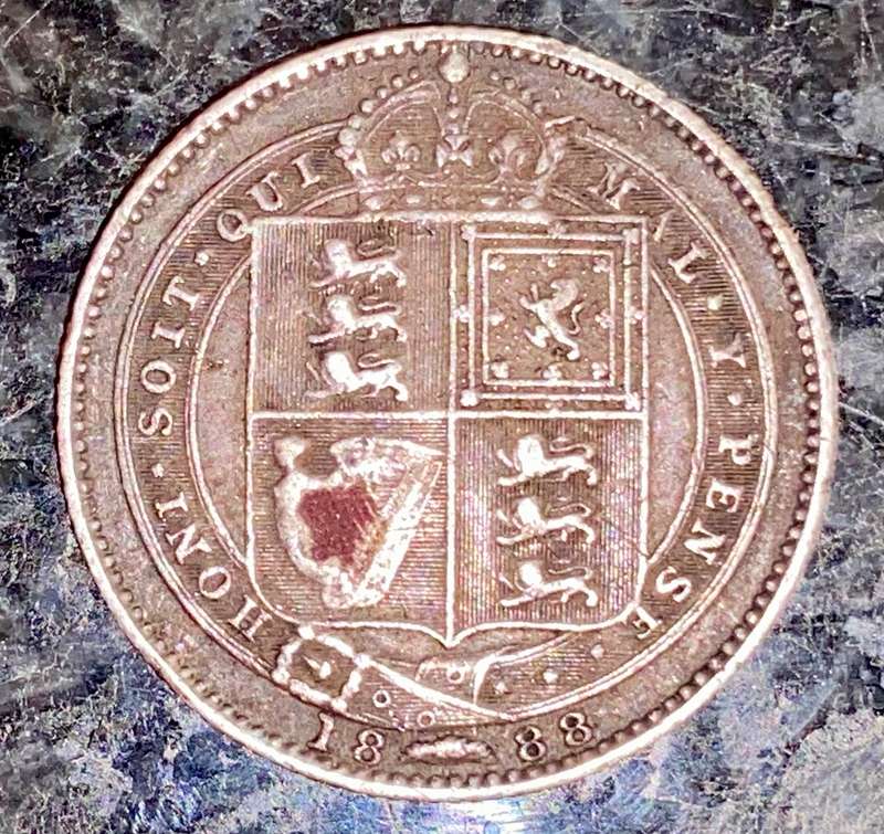 GREAT BRITAIN SILVER 1 SHILLING 1888 STERLING SILVER