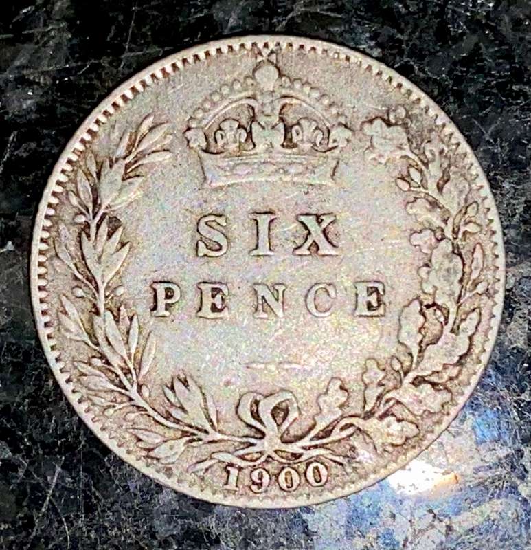 GREAT BRITAIN SILVER 6 PENCE 1900 STERLING SILVER -