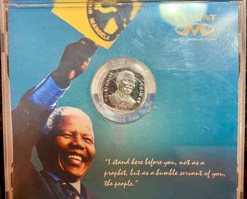 Complete set commemorative R5 coins 1994 to 2021 - 3 graded coin MS64-MS60 + proof like 2000 Mandela