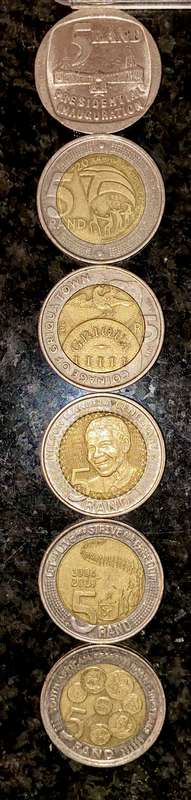 Complete set commemorative R5 coins 1994 to 2021 - 3 graded coin MS64-MS60 + proof like 2000 Mandela