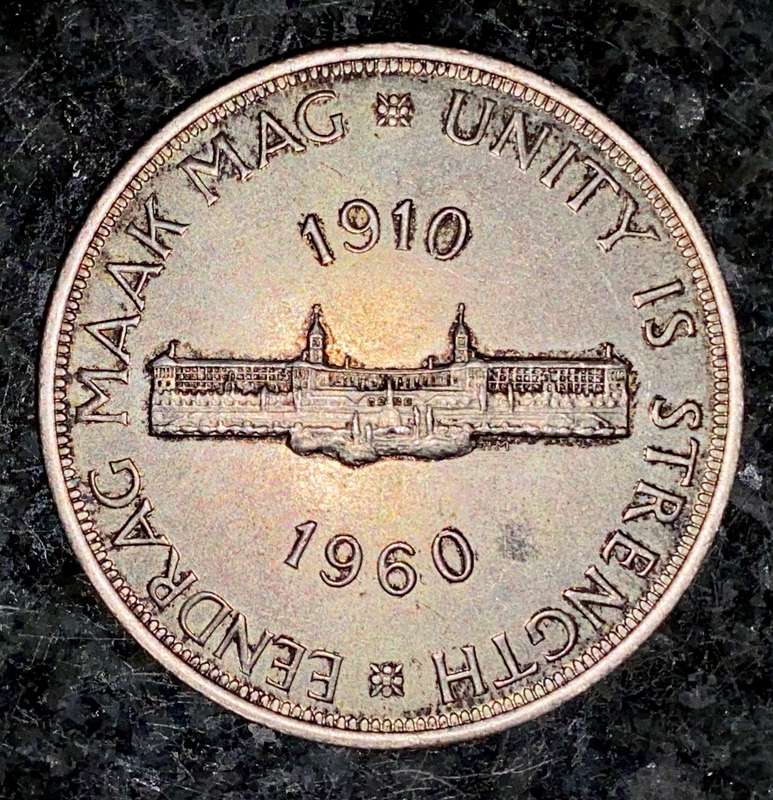 S A UNION SILVER 5 SHILLINGS 1960 GOOD CONDITION SILVER CROWN