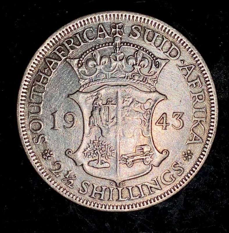 S A UNION SILVER 2 1/2 SHILLINGS 1943